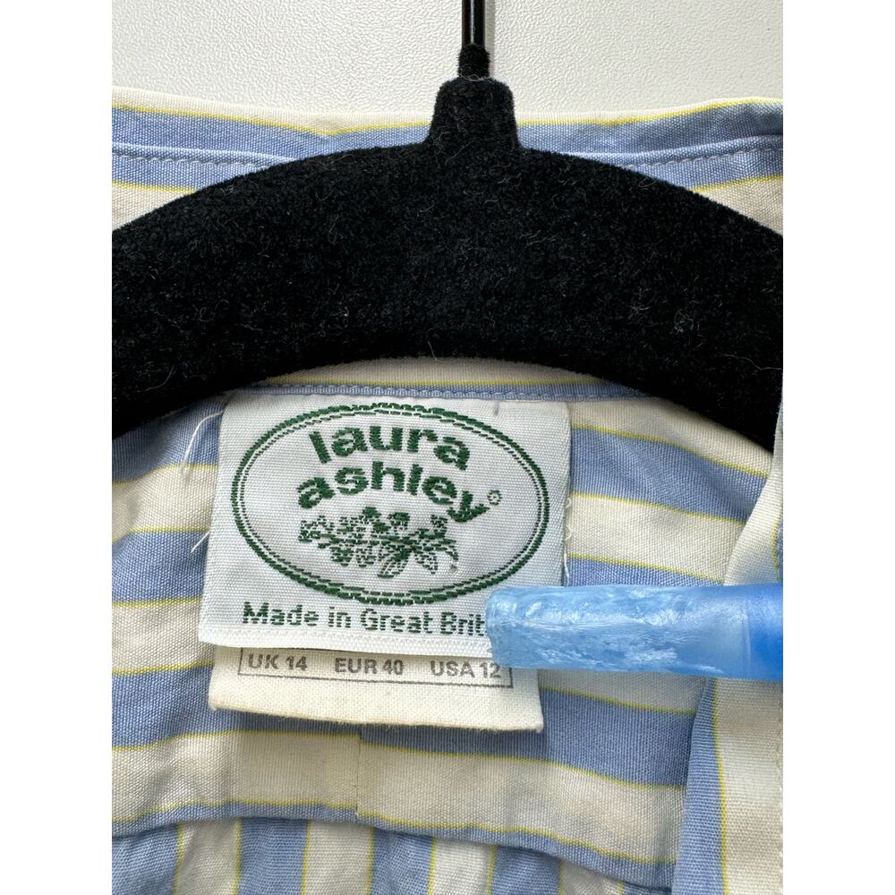 Laura Ashley Vintage Blue White Striped Button Up Shirt UK 12 EU 40 (READ) - Picture 7 of 8